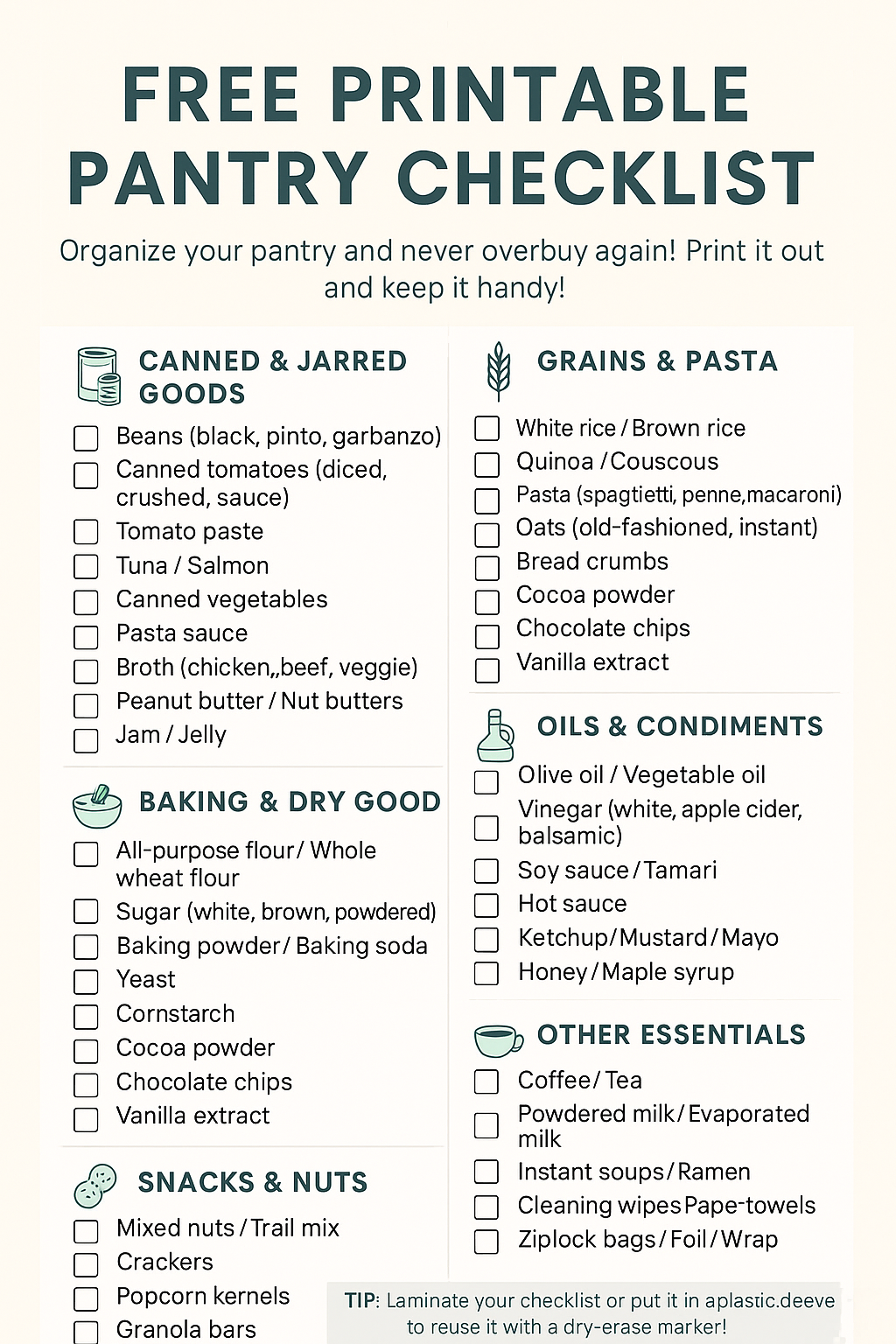 FREE Printable Pantry Checklist